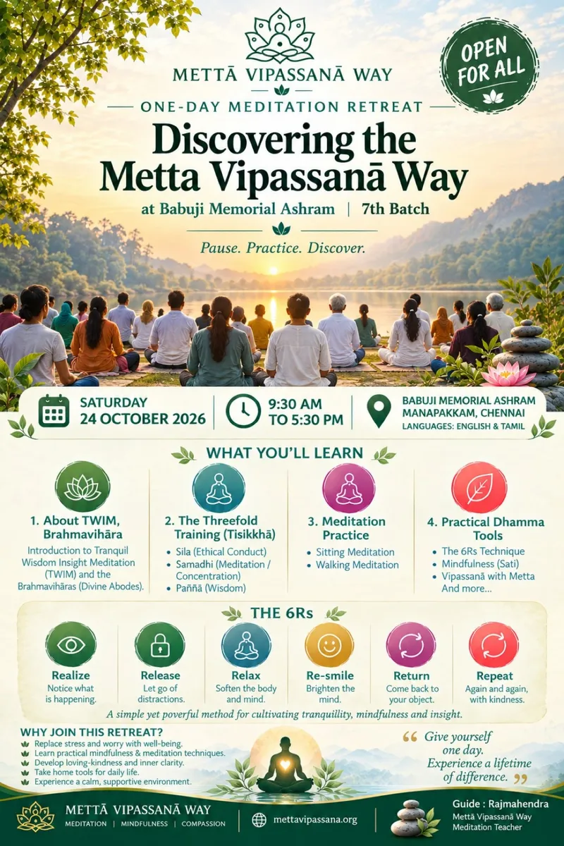 Metta Vipassana One Day Weekend Meditation Retreat